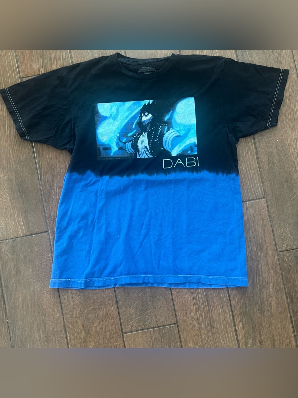 My Hero Academia Dabi Villain Graphic Anime T Shirt Top Two Tone Black Blue Sz M